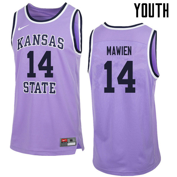 Youth #14 Makol Mawien Kansas State Wildcats College Retro Basketball Jerseys Sale-Purple